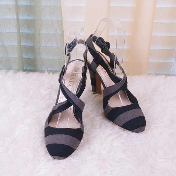 PRADA Striped Heel Pump - Picture 1 of 10